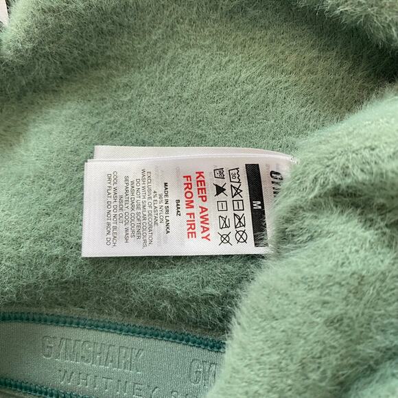 Gymshark Whitney Eyelash Knit Bandeau Leaf Green Light Support Bra Size Medium - Picture 7 of 7